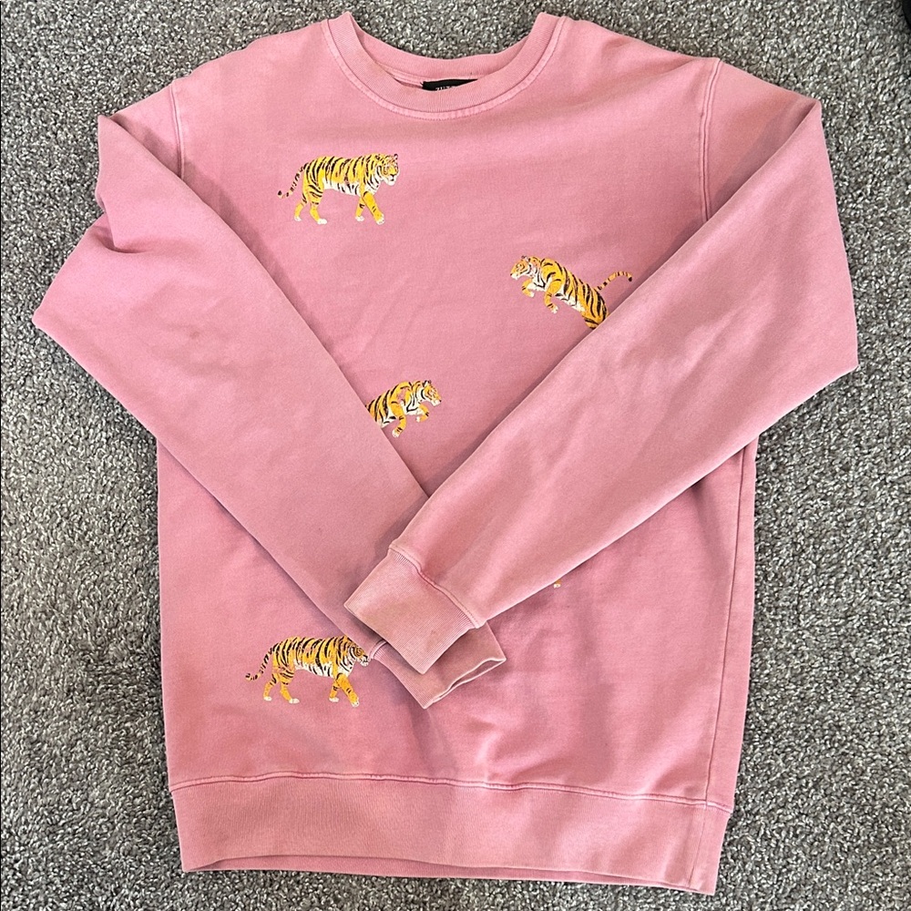 Pink Tiger Print women’s crewneck sweatshirt #parke #freepeople